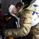 Queen Sonja gives Petter Northug a hug after his victory on 30 km cross country (Photo: Lise Åserud / Scanpix)